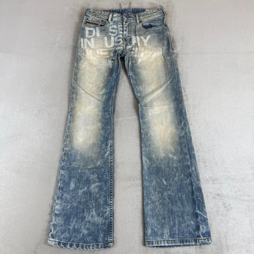 Diesel Kids Zatiny J SP6 Bootcut Jeans Boys 12 Blue Denim Stretch Distressed